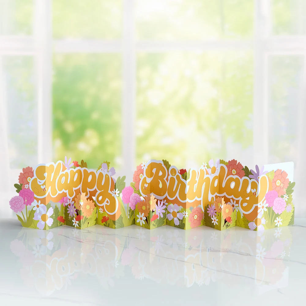 Lovepop Groovy Florals Birthday Loooooong Card (Expands to 2 feet)