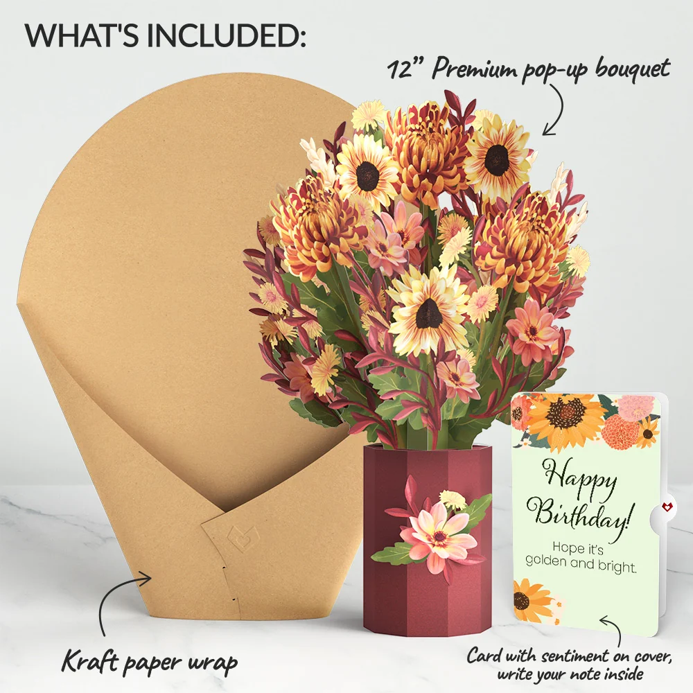 Lovepop Fall Sunshine Birthday Bouquet and Sentiment Set Vase - Image 2