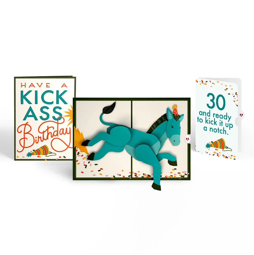 Lovepop Kick Ass Birthday Pop-Up Card and 30th Kick It Up Sentiment Set