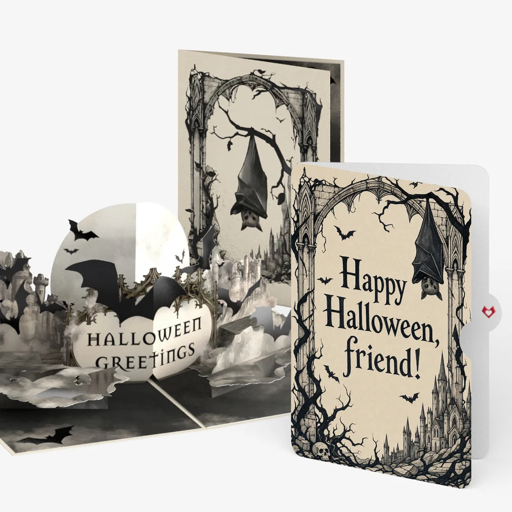 Lovepop Halloween Greetings Pop-Up Card and Gothic Bat Sentiment Set