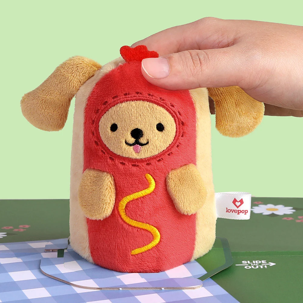 Lovepop 'Hot Dog!' Thinking of You Plushpop Card and Sentiment Set Bottle - Image 3