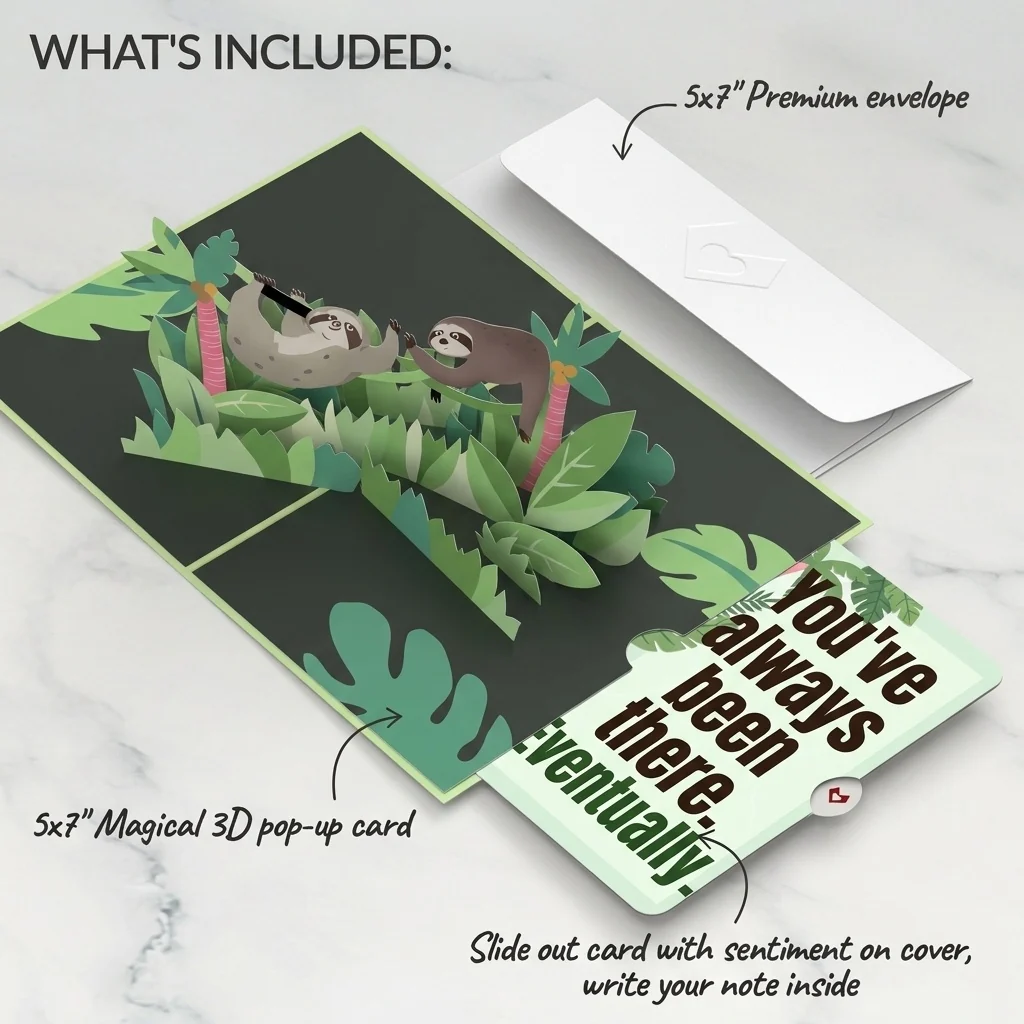 Lovepop Tree Top Sloths Pop-Up Card and Eventual Arrival Sentiment Set - Image 2