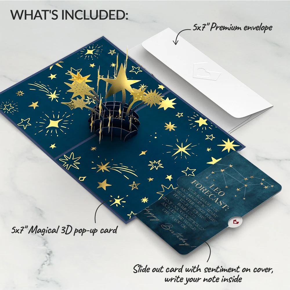 Lovepop You're a Star Birthday Pop-Up Card and Leo Zodiac Sentiment Set - Image 2