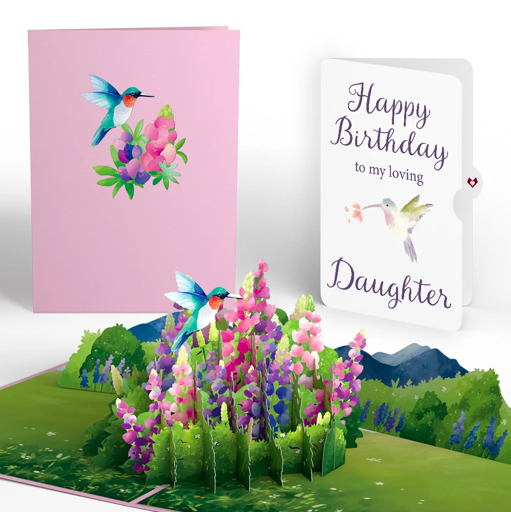 Lovepop Lupine Hummingbird Birthday Pop-Up Card and Sentiment Set for Daughter