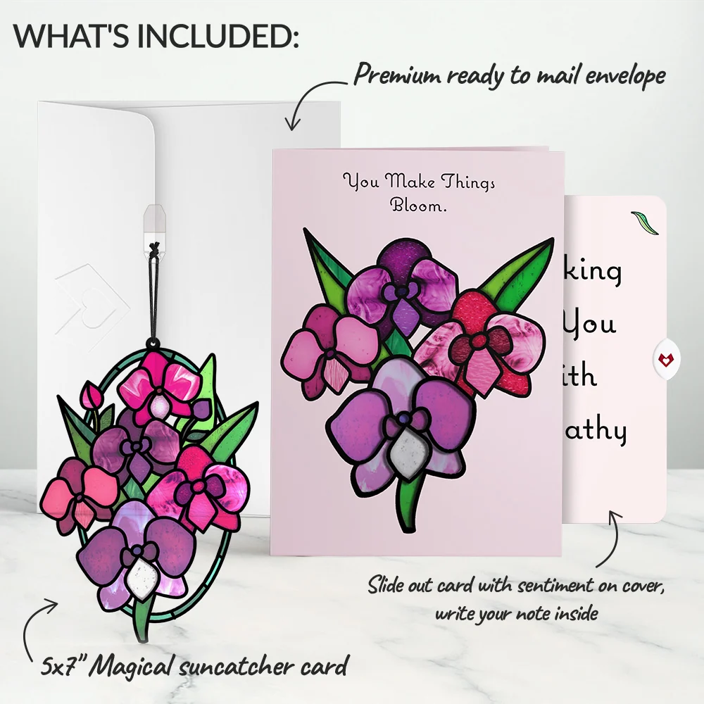 Lovepop You Make Things Bloom Orchid Sympathy Suncatcher Card and Sentiment Set Glass - Image 2