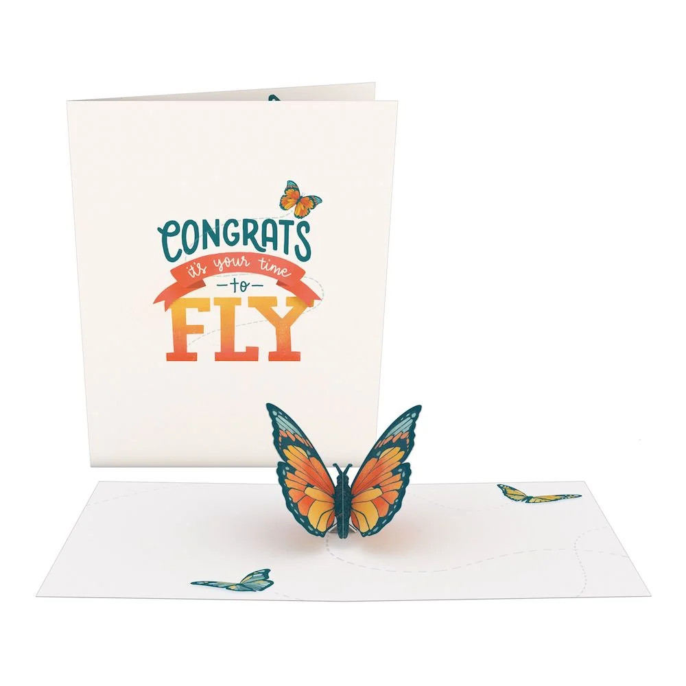 Lovepop Congrats Butterfly: Paperpop Card Scale