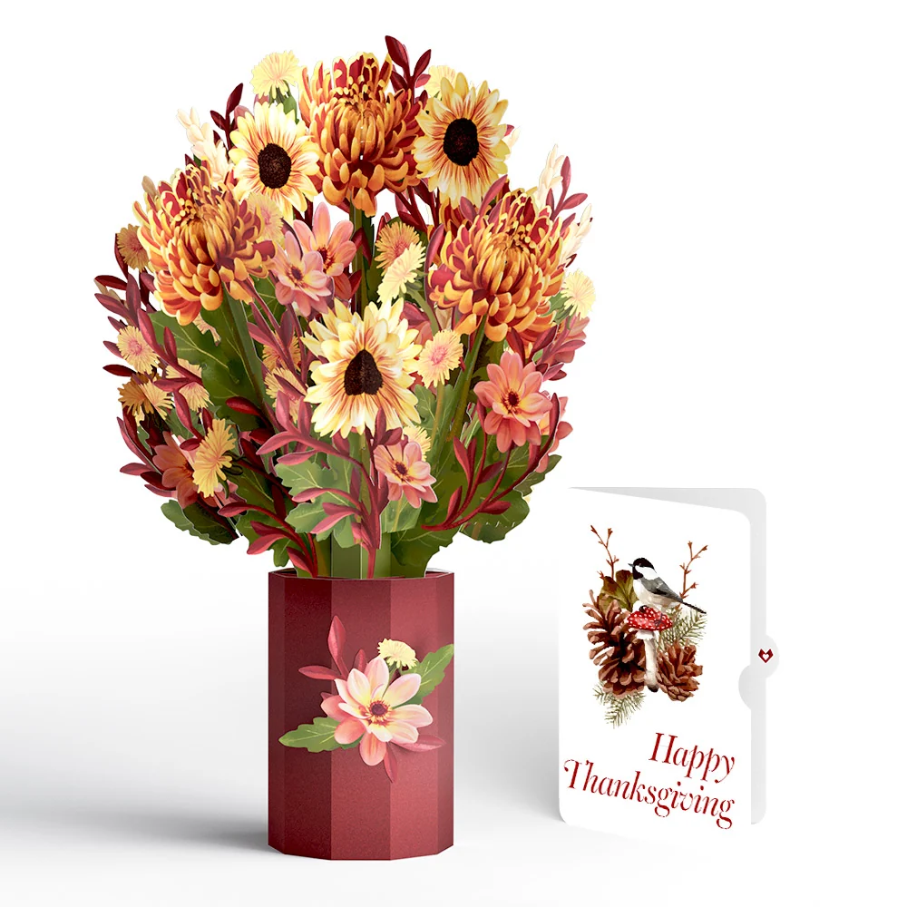 Lovepop Fall Sunshine Thanksgiving Bouquet and Sentiment Set Vase