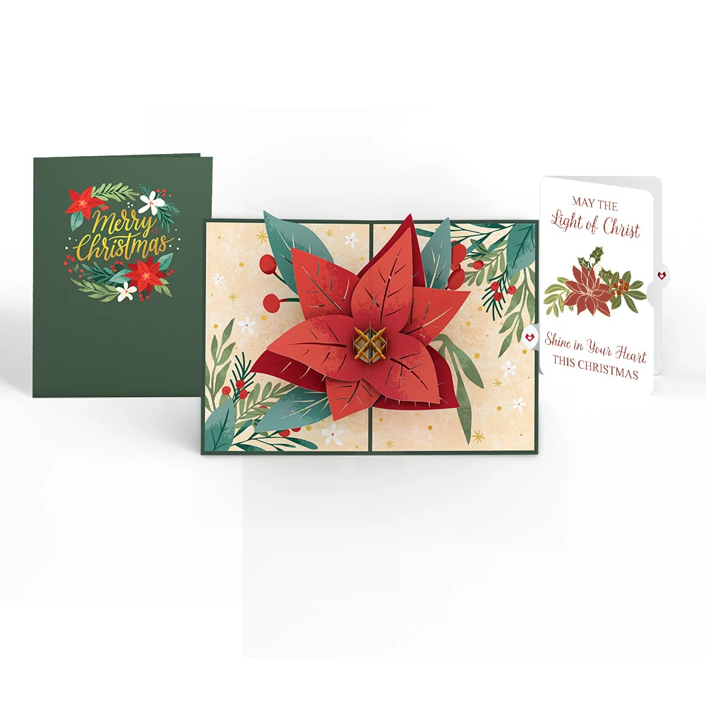 Lovepop Christmas Poinsettia Bloom Pop-Up Card and Light of Christ Sentiment Set