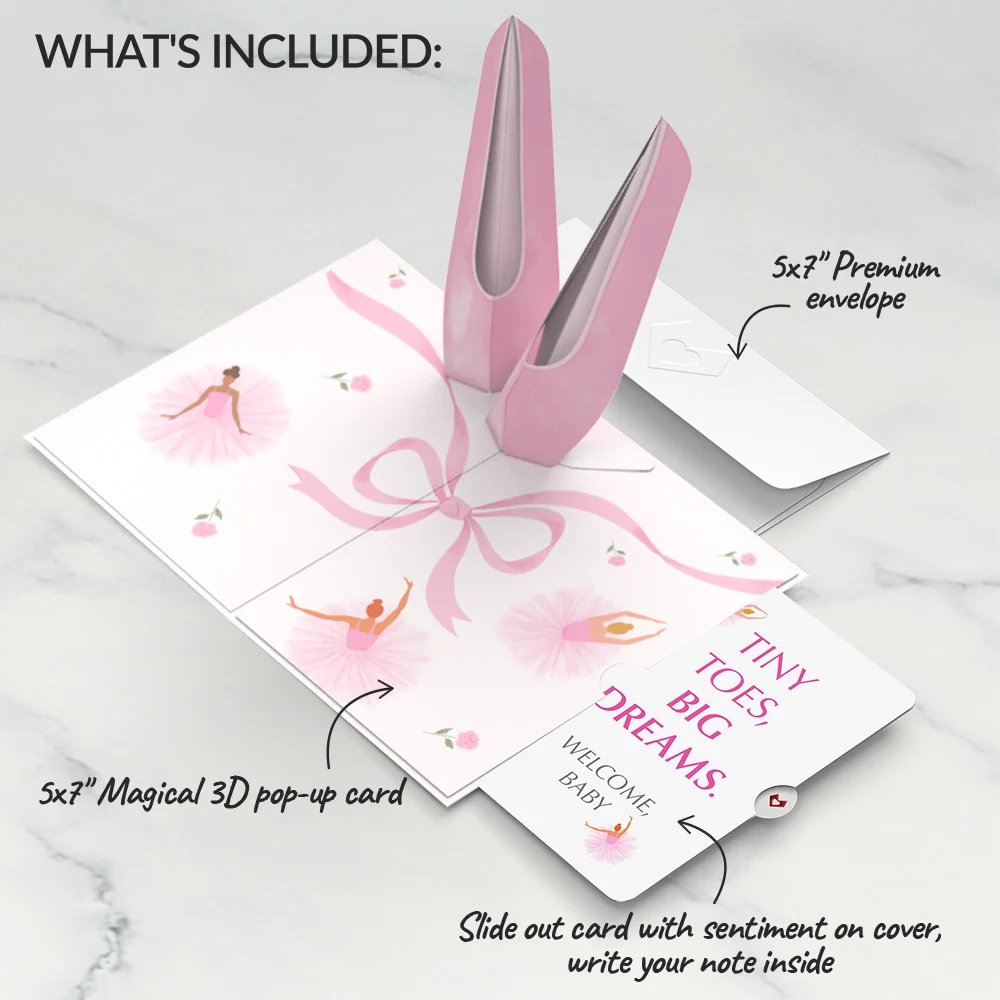 Lovepop Ballet Slippers New Baby Pop-Up Card and Sentiment Set - Image 2