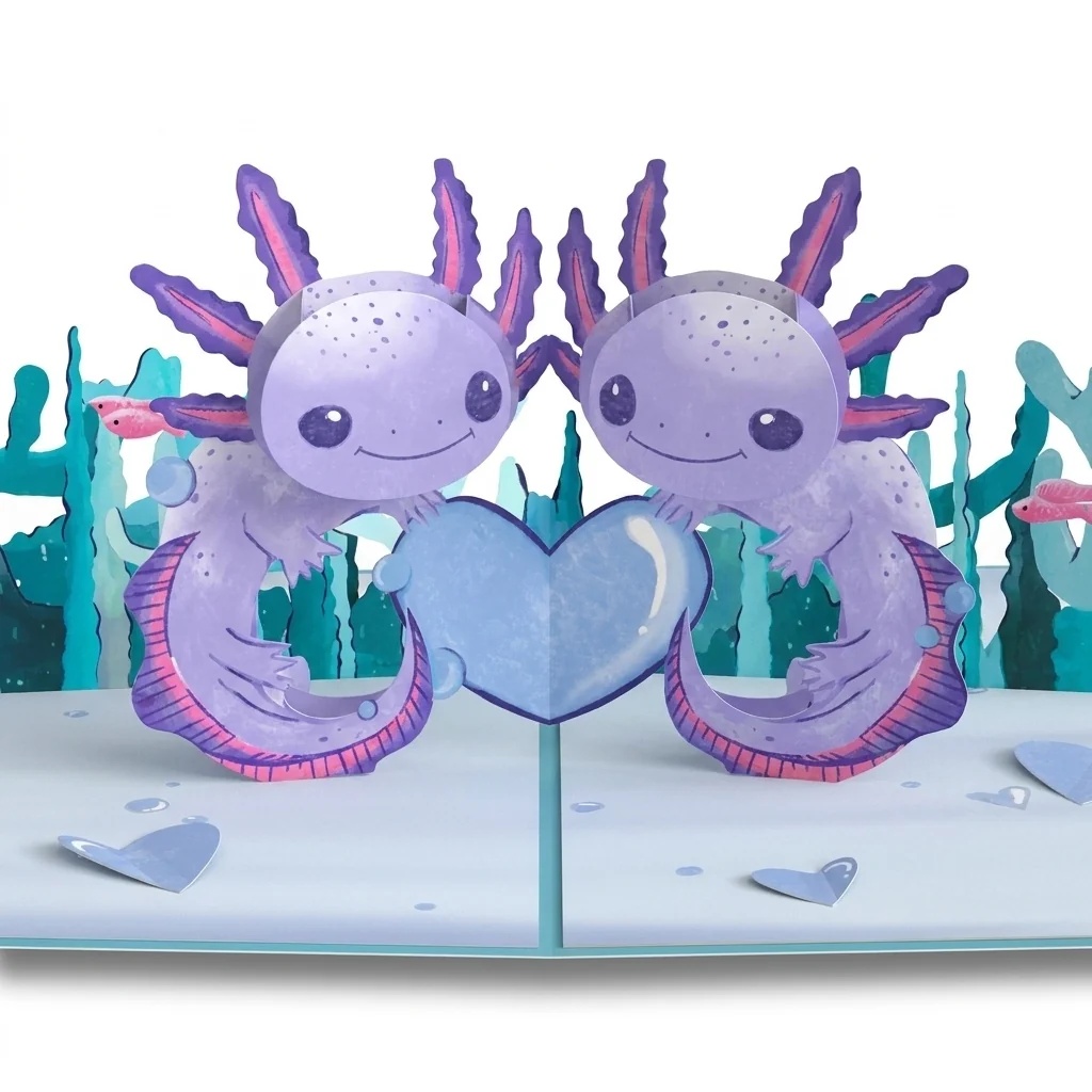 Lovepop Love You A-Lotl Pop-Up Card and Axolotl Heart Sentiment Set - Image 3