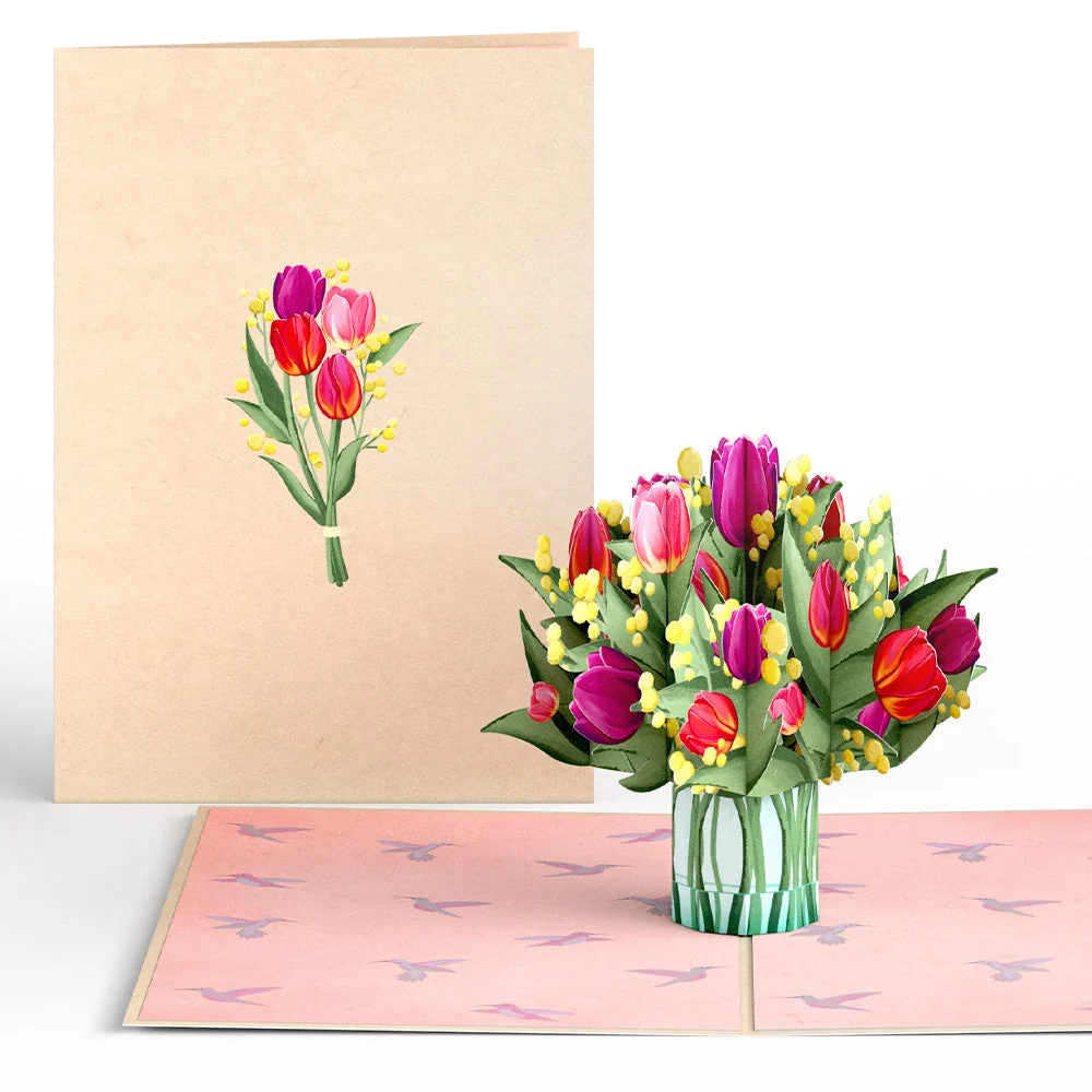 Lovepop Cheerful Tulips Pop-Up Card Vase