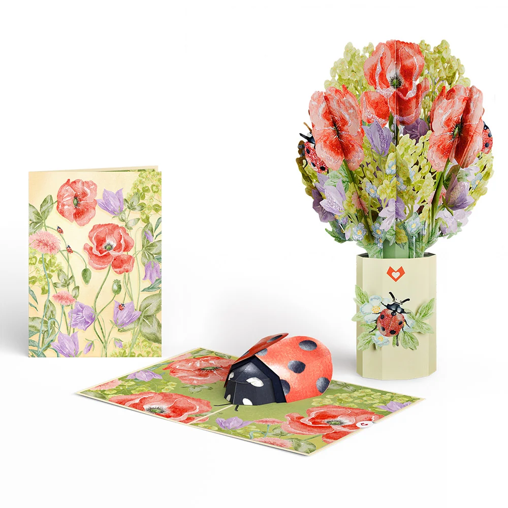 Lovepop Lovely Ladybug Pop-Up Card & Glitter Bouquet Bundle