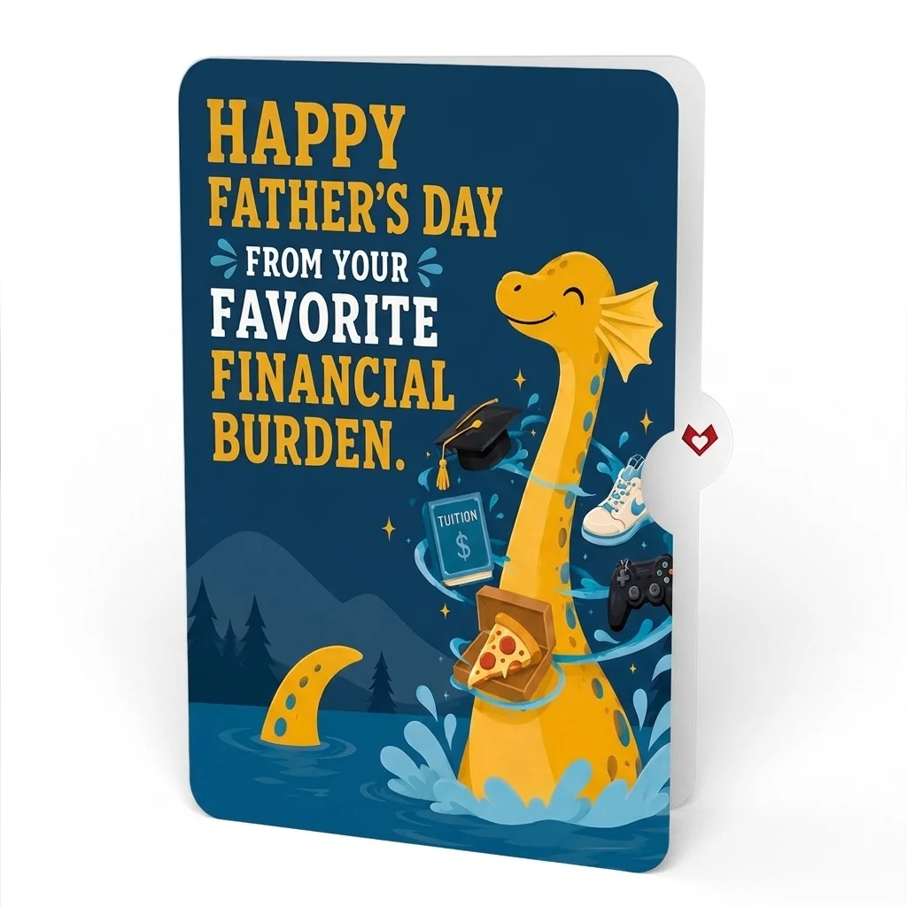 Lovepop Dad You're a Legend Loch Ness Monster Father's Day Pop-Up Card and Favorite Financial Burden Sentiment Set - Image 4