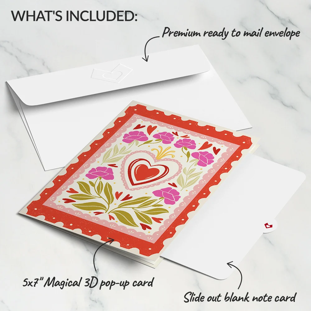 Lovepop Vintage Floral Love You Heart Pop-Up Card - Image 6