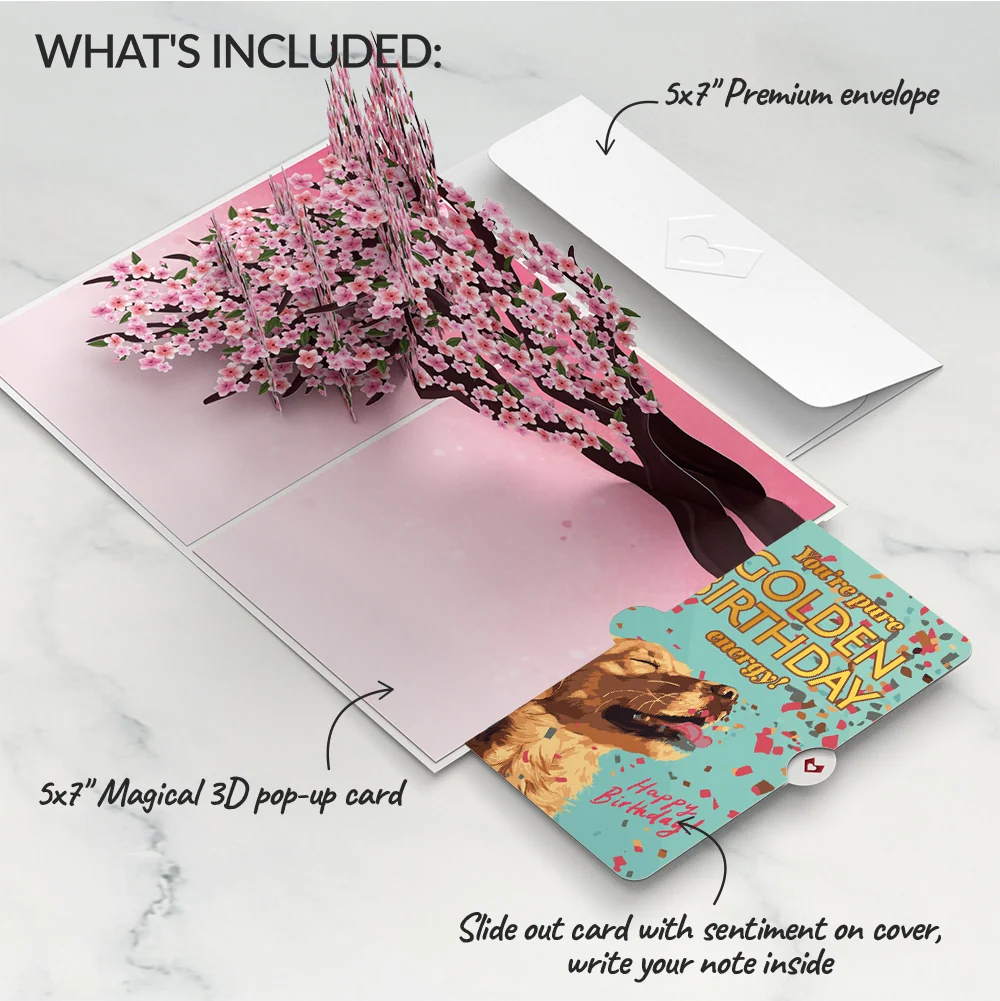 Lovepop Cherry Blossom Branches in Bloom Birthday Pop-Up Card and Golden Energy Sentiment Set - Image 2