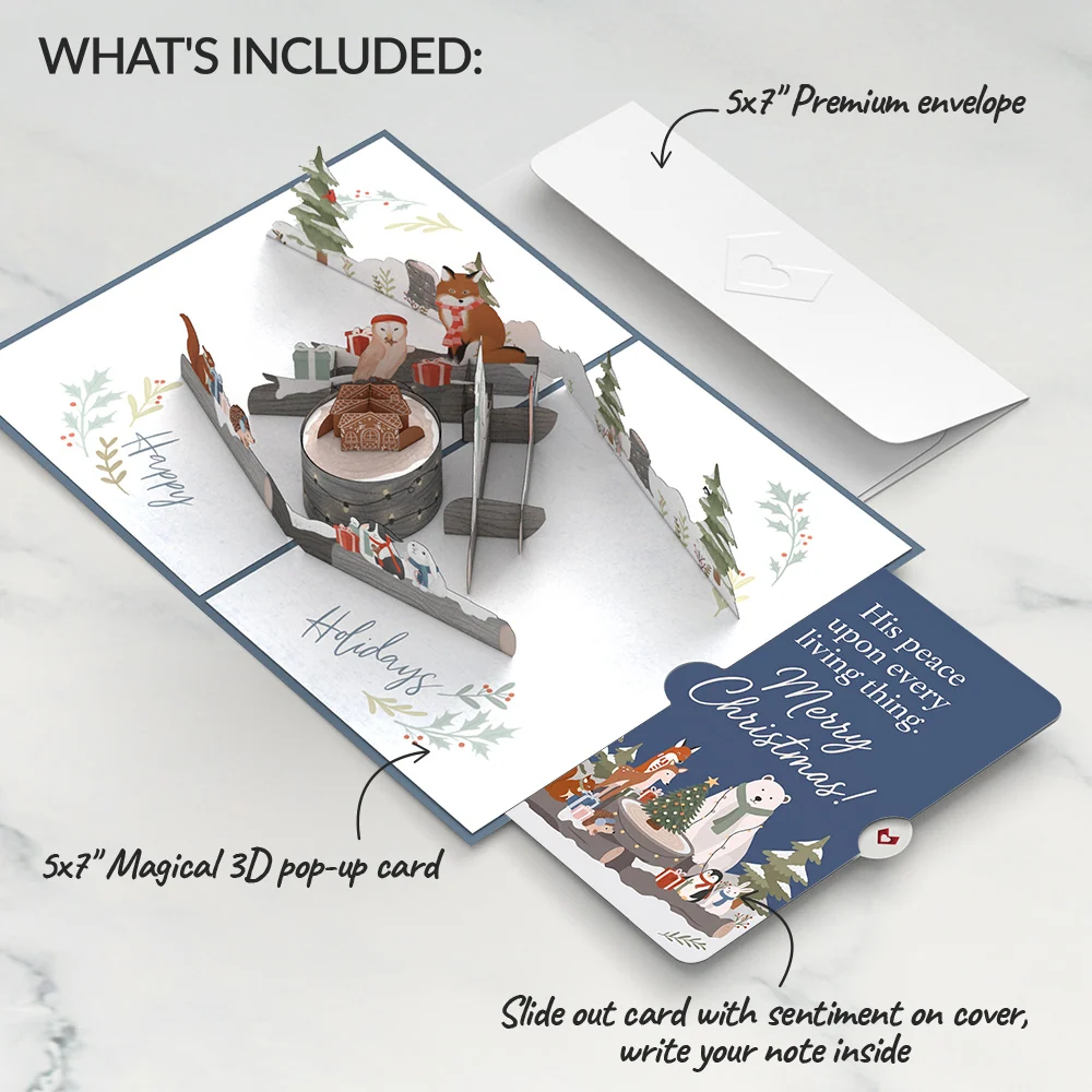 Lovepop Holiday Woodland Animals Christmas Pop-Up Card and His Peace Sentiment Set - Image 2