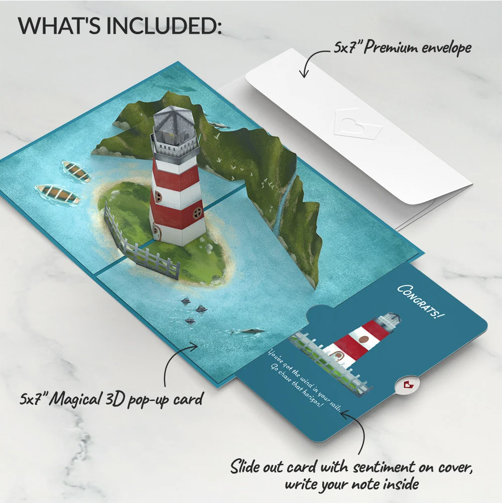 Lovepop Coastal Lighthouse Congratulations Pop-Up Card and Sentiment Set - Image 2
