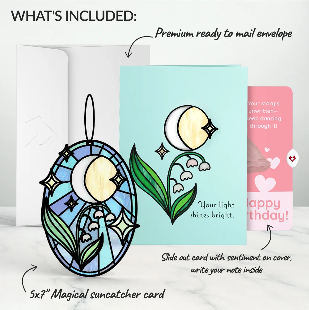 Lovepop Shine Bright Twilight Bloom Birthday Suncatcher Card and Dancing Through Life Sentiment Set Glass - Image 2