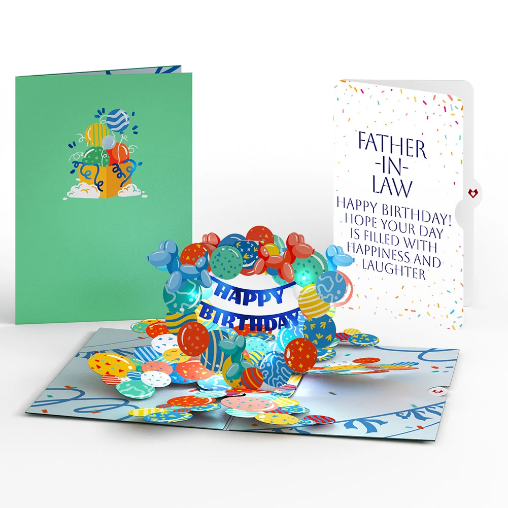 Lovepop Happy Birthday Balloons Music and Lights Pop-Up Card and Sentiment Set for Father-in-law