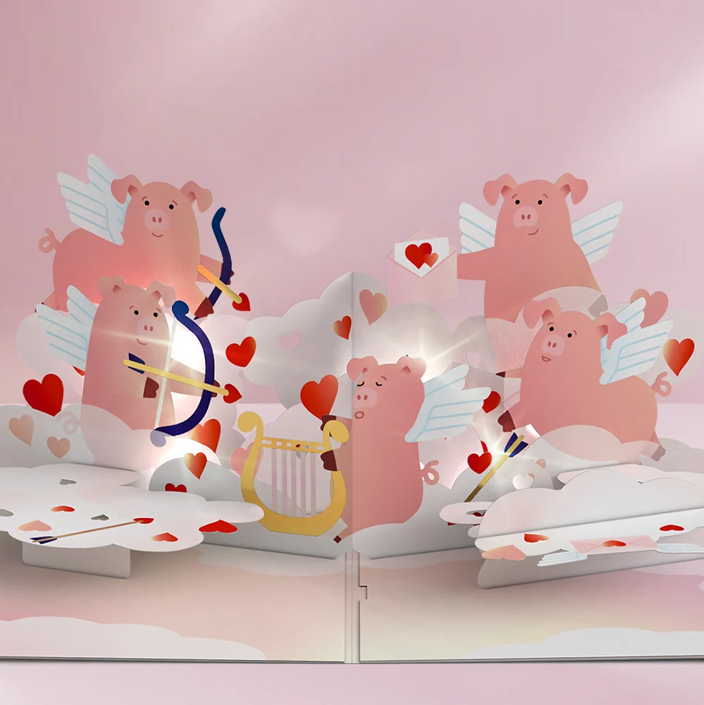 Lovepop Hogs and Kisses Music and Lights Pop-Up Card - Image 2