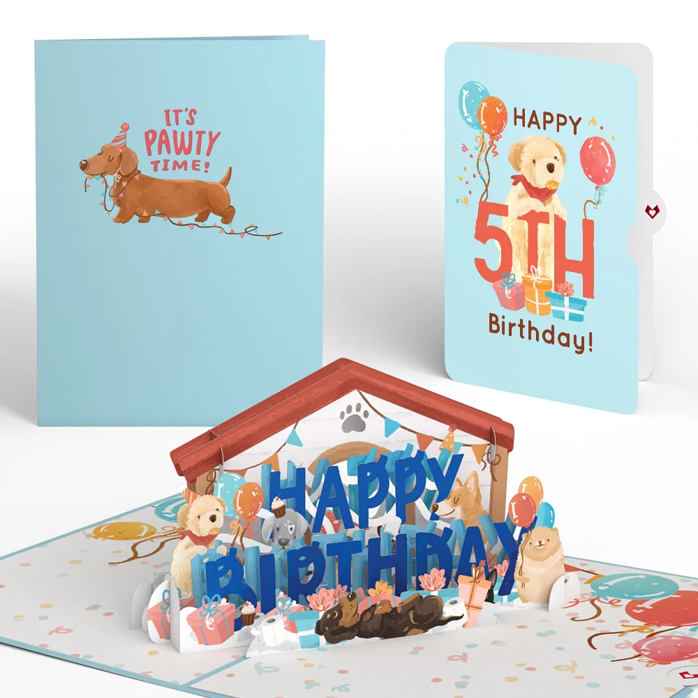Lovepop Happy 5th Birthday Dogs Pop-Up Card and Sentiment Set