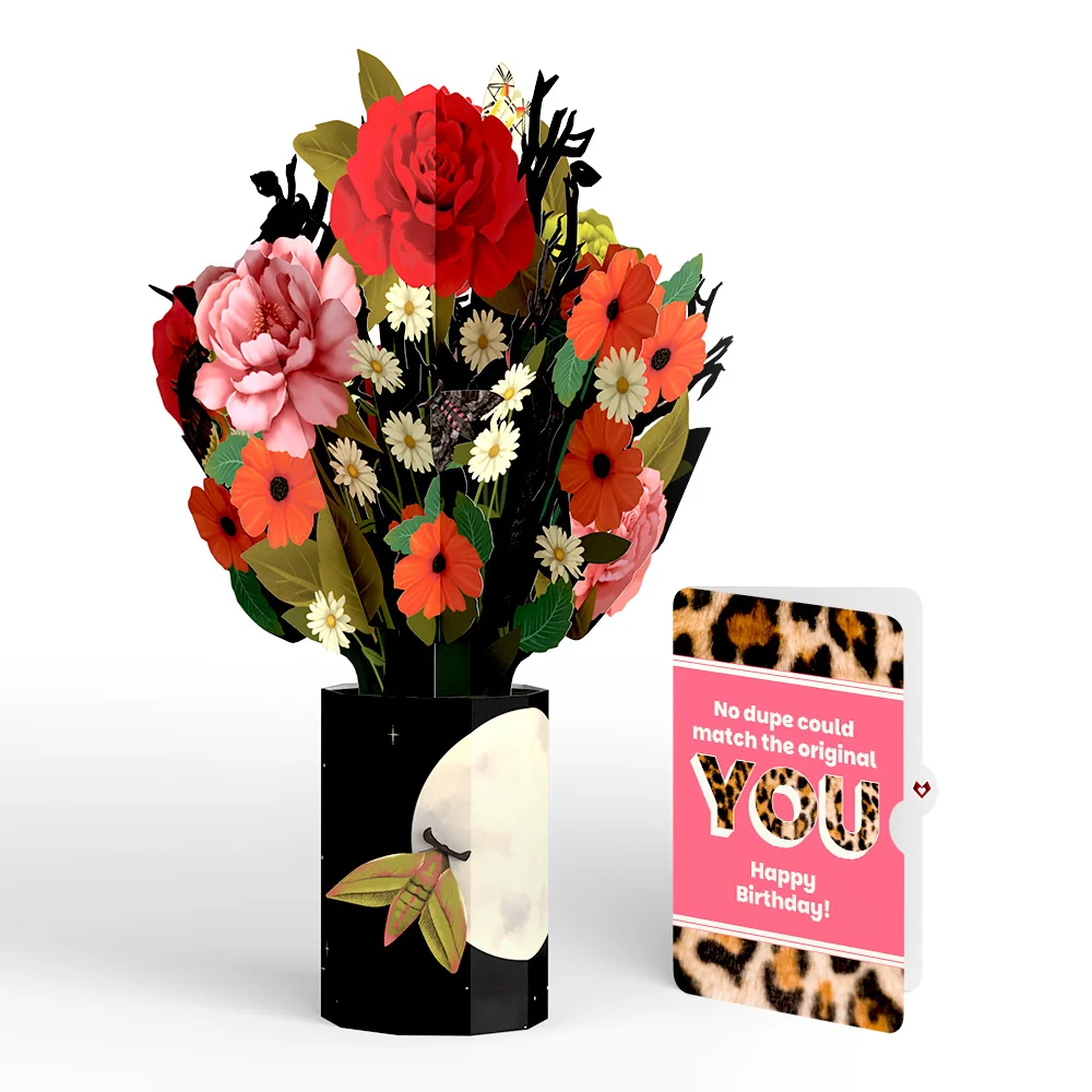 Lovepop Midnight Florals Birthday Bouquet and The original YOU Sentiment Set Vase