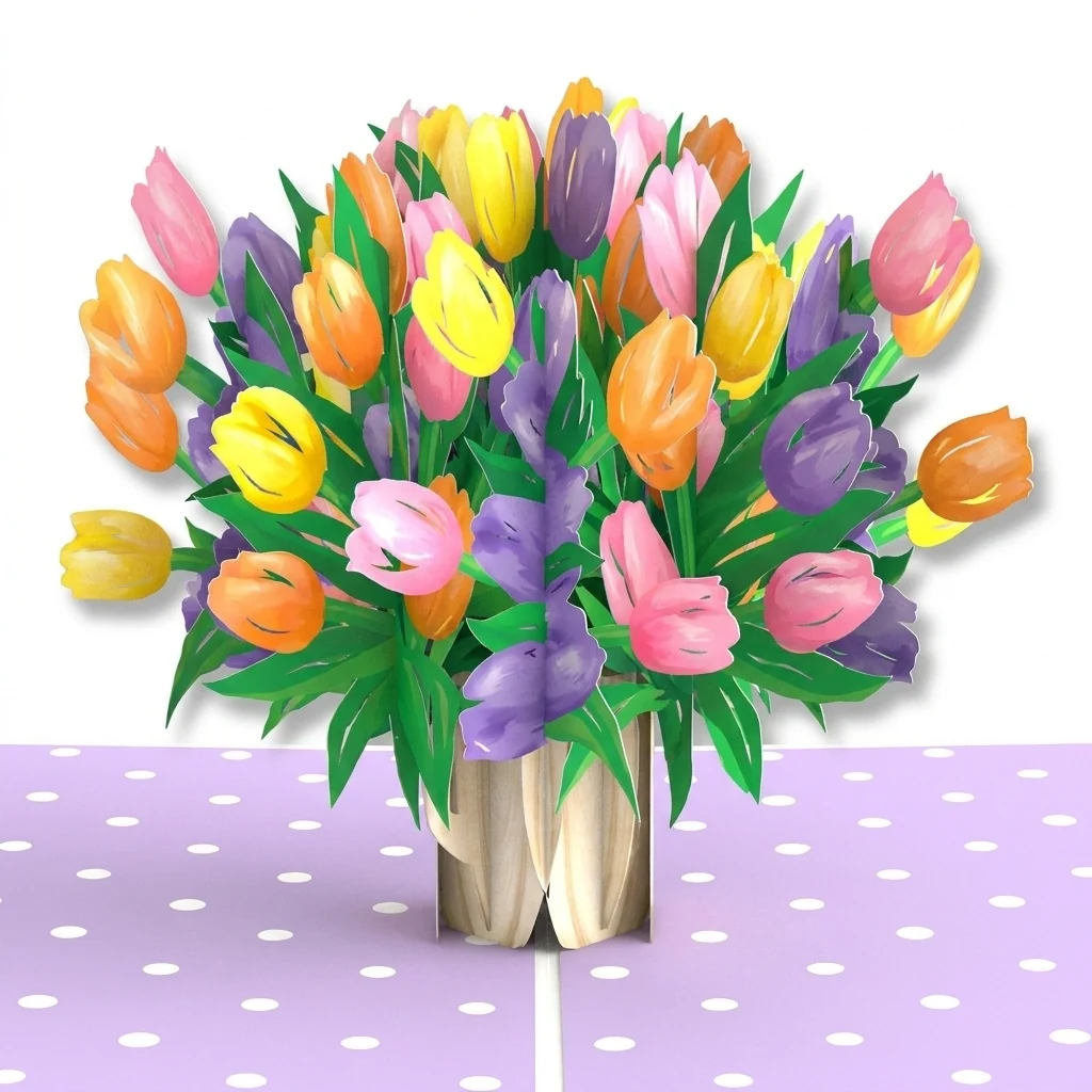 Lovepop Timeless Tulips 1st Birthday Pop-Up Card and Cannot Talk Sentiment Set Vase - Image 3