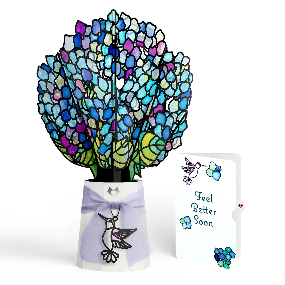Lovepop Sunlit Hydrangeas Get Well Soon Suncatcher Bouquet and Sentiment Set Glass