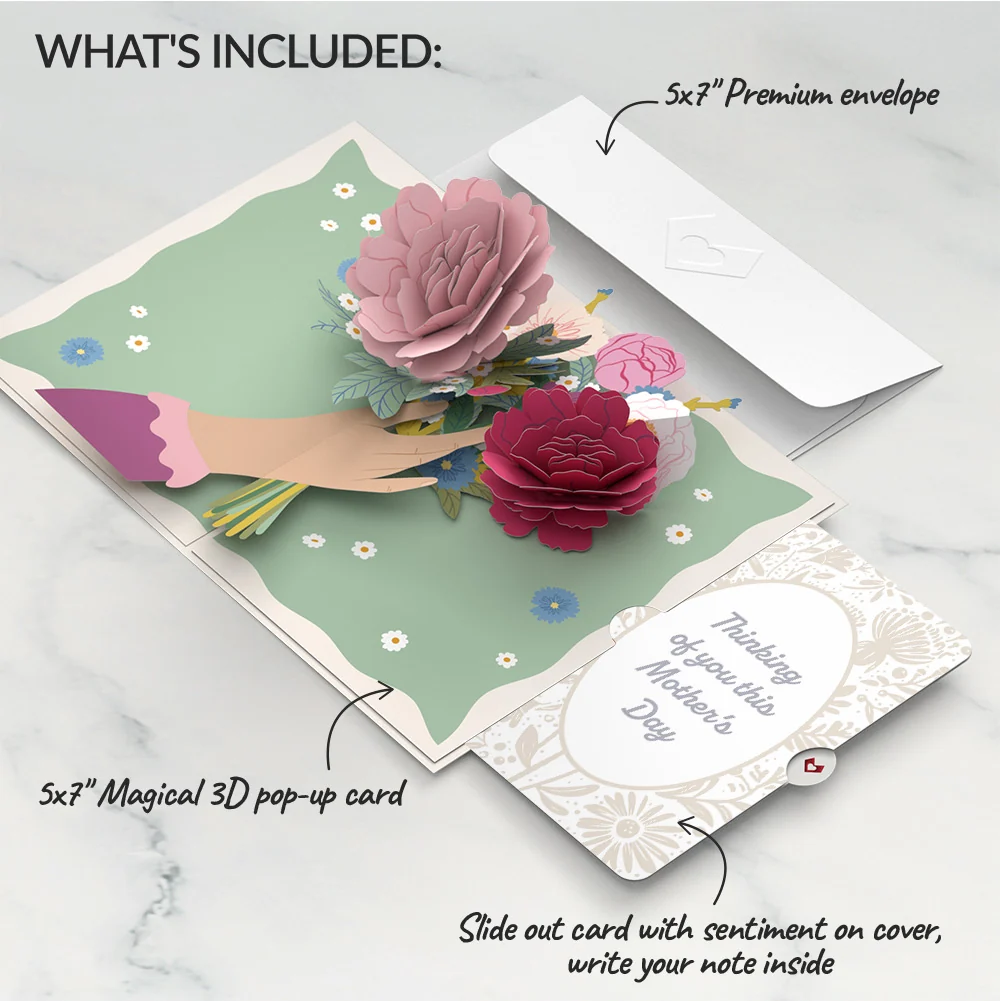 Lovepop Charming Flower Bunch Mother’s Day Pop-Up Card and Sentiment Set for Mom Cream - Image 2