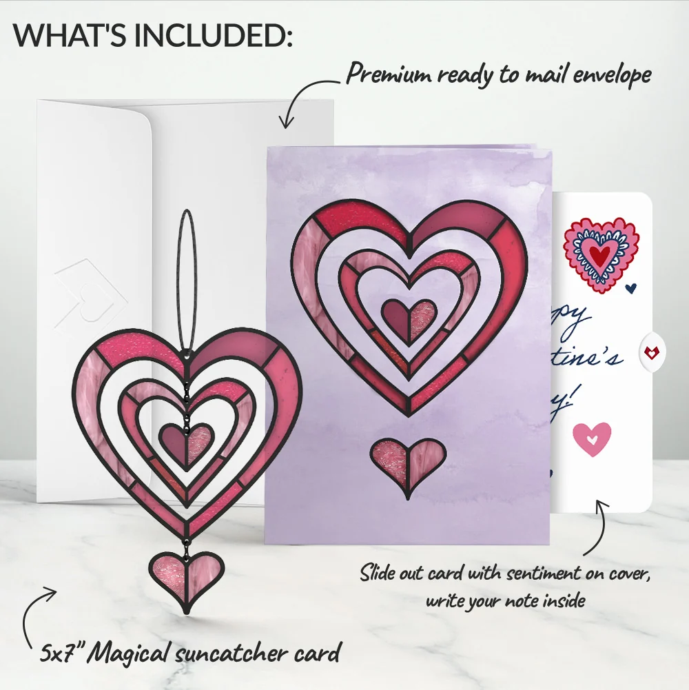 Lovepop Spinning Heart Galentine's Day Suncatcher Card and Sentiment Set Glass - Image 2