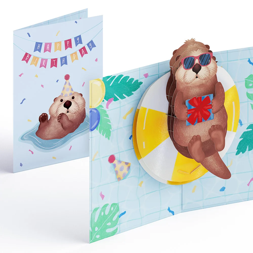 Lovepop Otter Pool Party Birthday Pop-Up Card