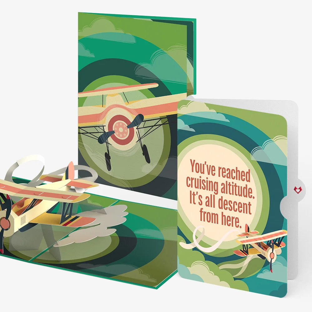 Lovepop Vintage Plane Birthday Pop-Up Card and Cruising Altitude Sentiment Set Cream