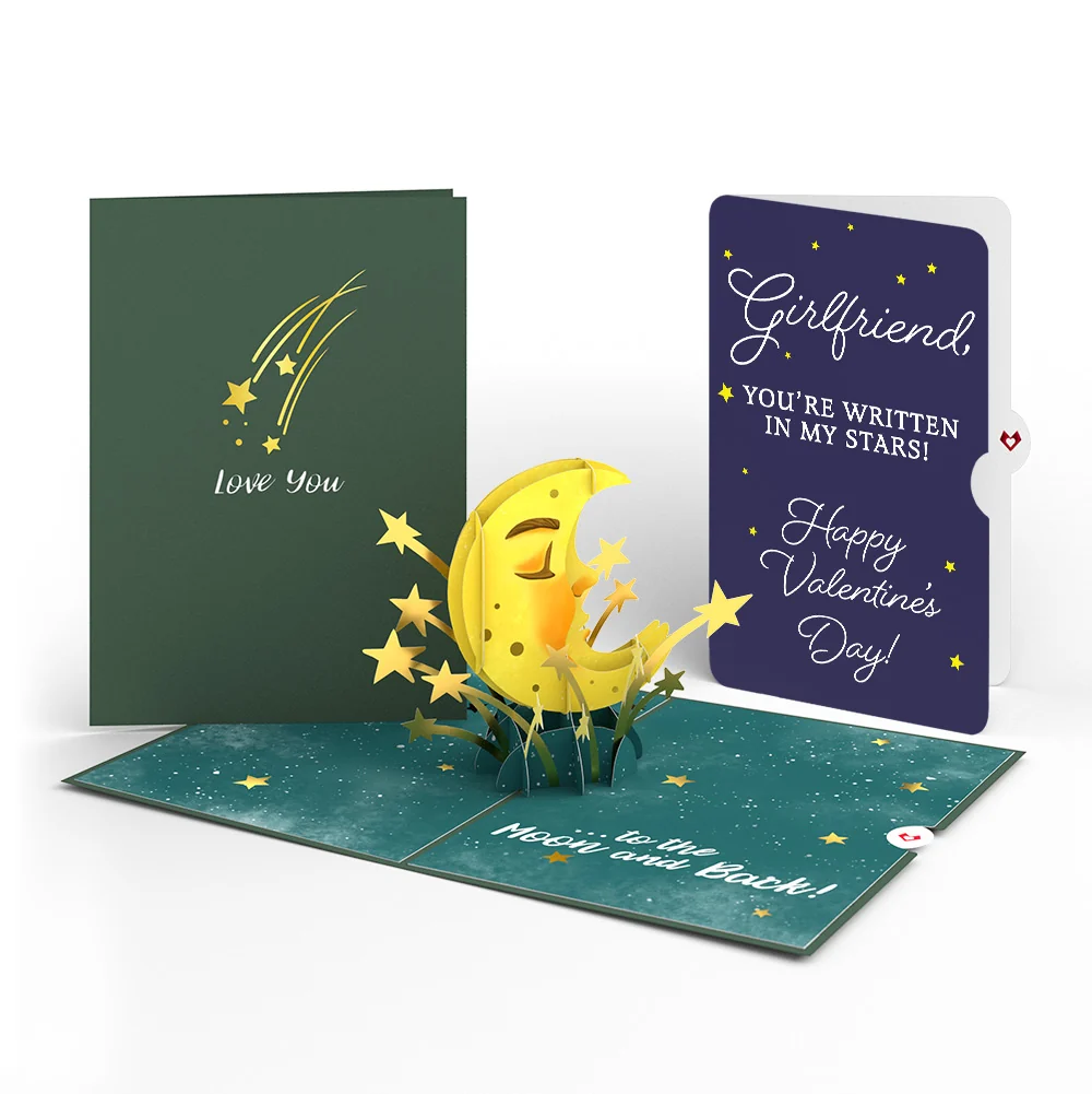 Lovepop Love You to the Moon and Back Valentine Pop-Up Card and Sentiment Set for Girlfriend