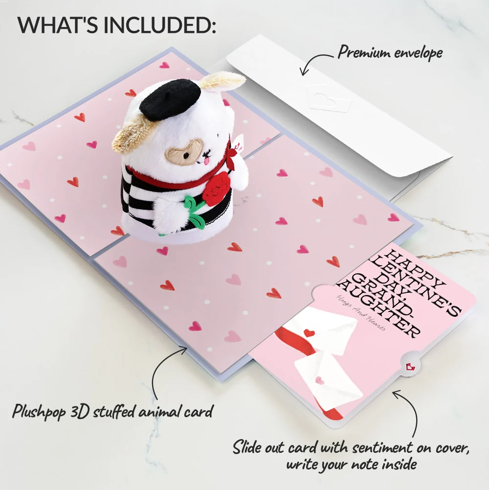 Lovepop French Love Dog Valentine Plushpop Card and Sentiment Set for Granddaughter - Image 2
