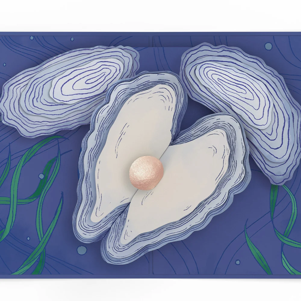 Lovepop Coastal Oysters Thinking of You Pop-Up Card and Sentiment Set Cream - Image 3