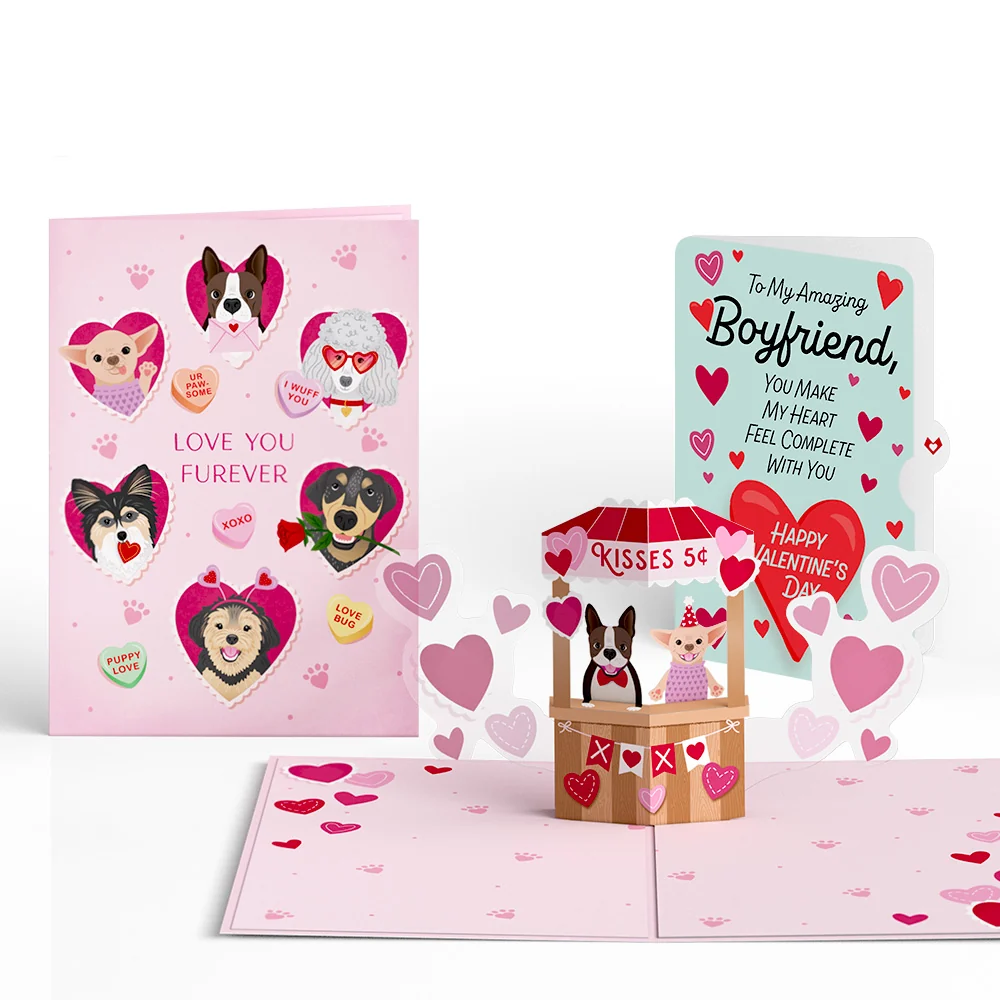 Lovepop Love You Furever Dog Kisses Valentine Pop-Up Card and Sentiment Set for Boyfriend