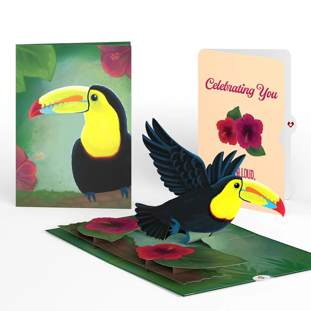 Lovepop Rainforest Toucan Celebrating You Pop-Up Card and Hibiscus Sentiment Set