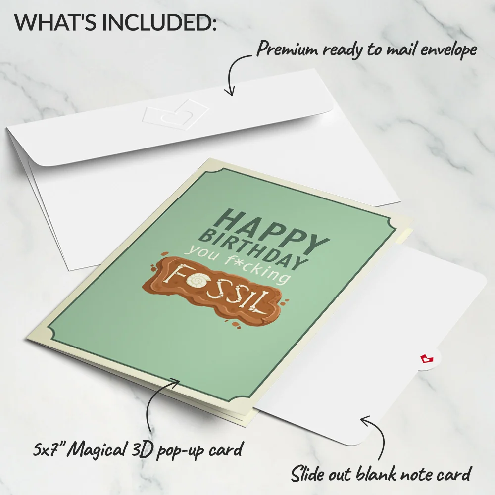 Lovepop Happy Birthday You F*cking Fossil Pop-Up Card - Image 5