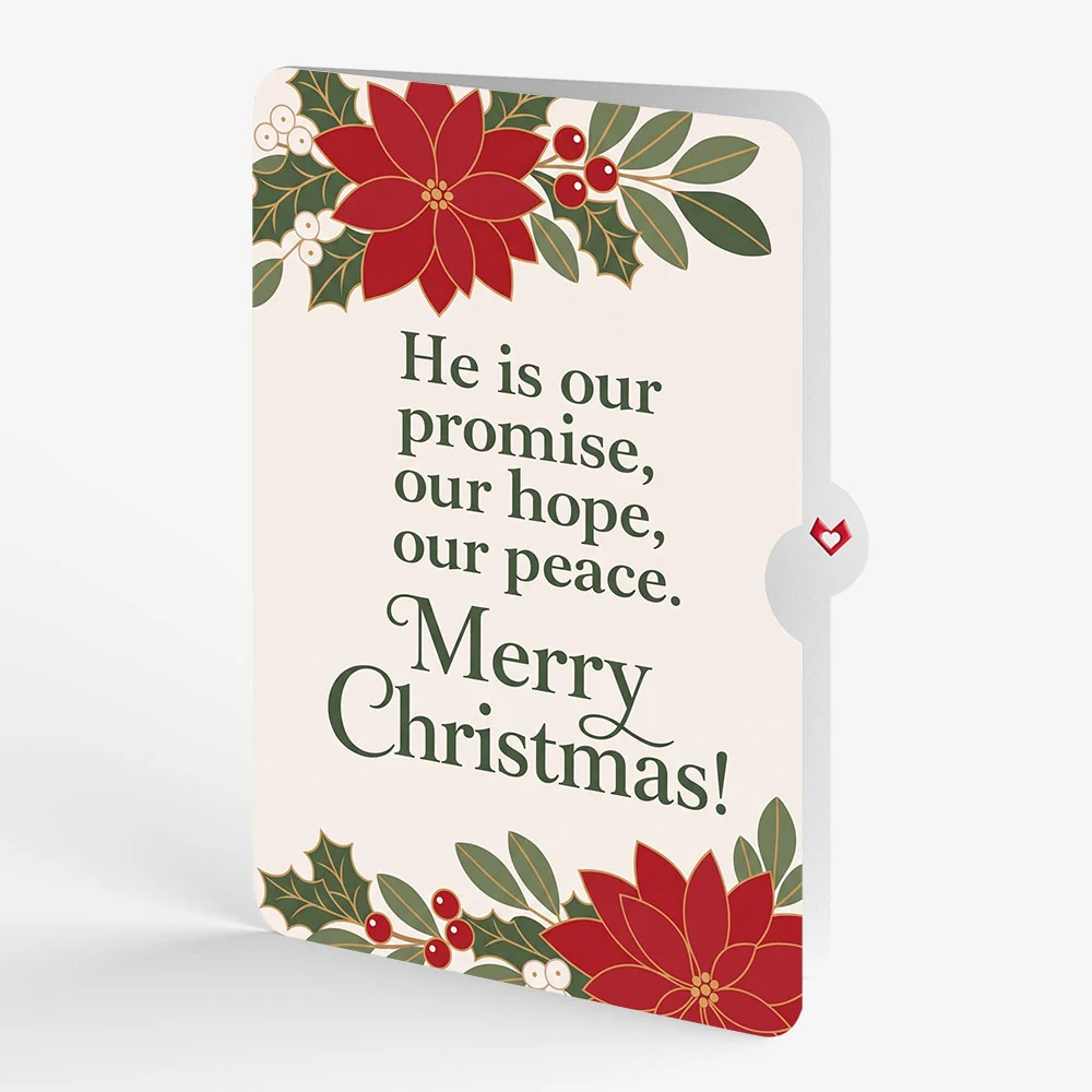 Lovepop Season's Greetings Poinsettia Wreath Christmas Pop-Up Card and Promise Hope Peace Sentiment Set - Image 4