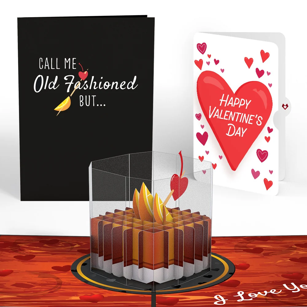 Lovepop Old Fashioned Love Valentine Pop-Up Card and Big Sweet Heart Sentiment Set Glass