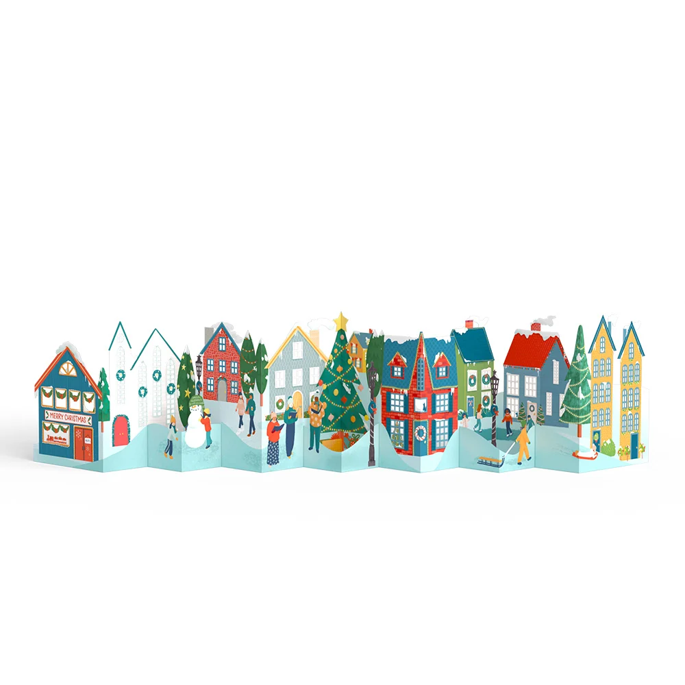 Lovepop Merry Christmas Village Loooooong Card (Expands to 2 feet)