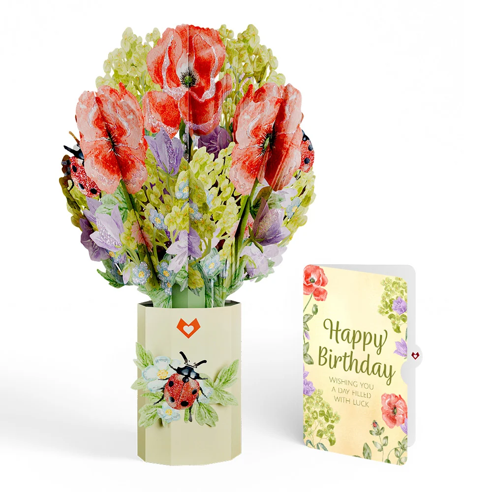 Lovepop Lovely Ladybug Birthday Glitter Bouquet and Sentiment Set Vase