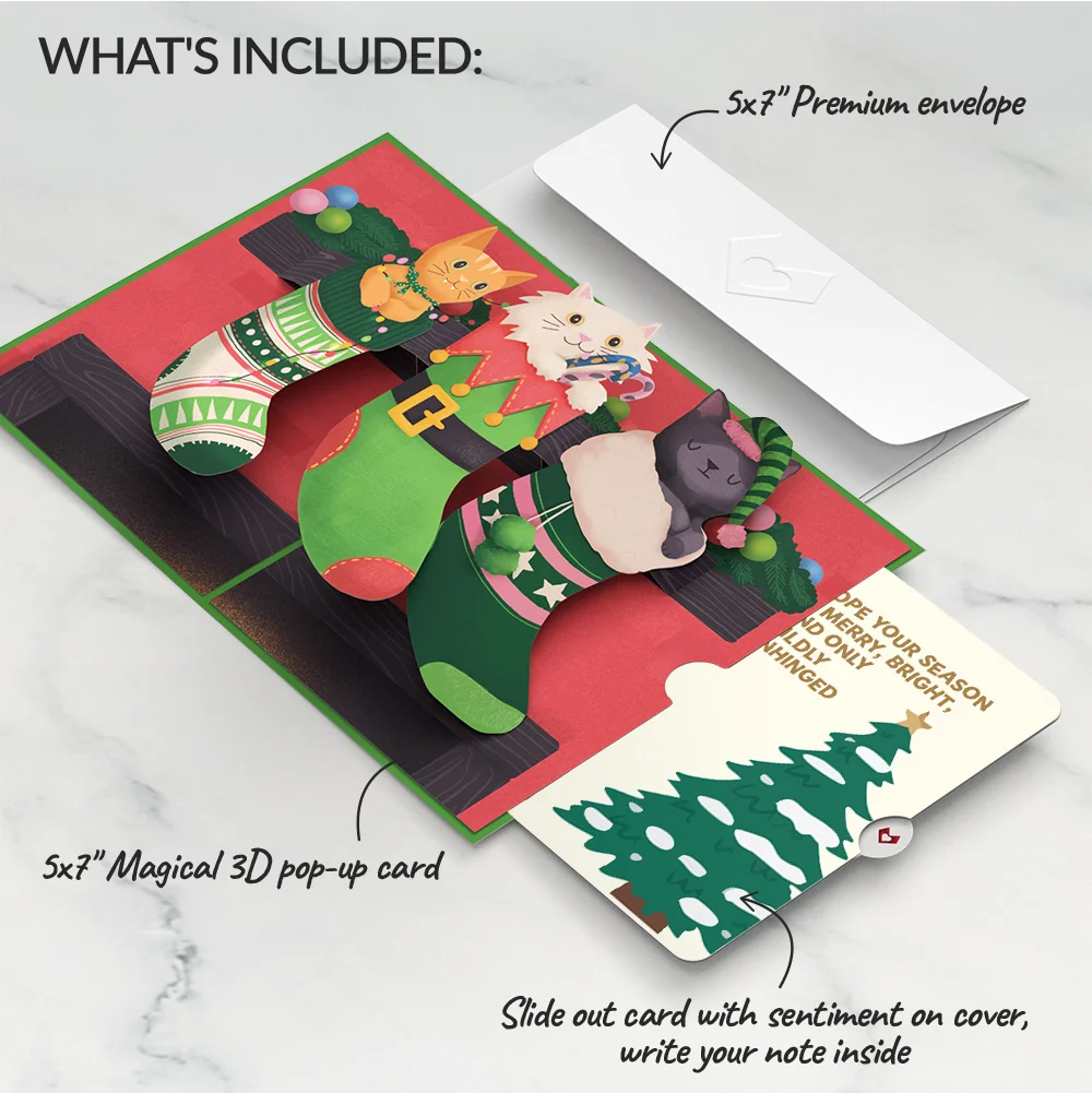 Lovepop Christmas Cat Stockings Pop-Up Card and Blessing Tree Sentiment Set - Image 2