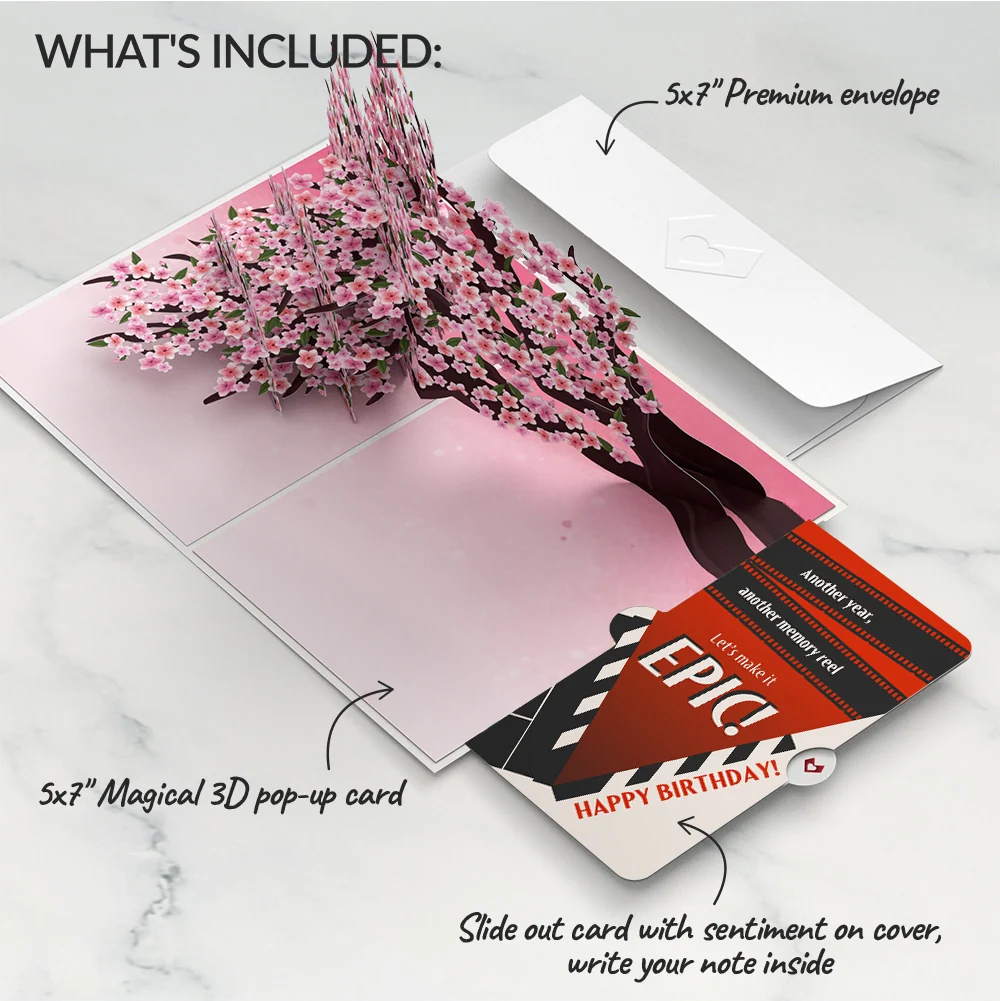 Lovepop Cherry Blossom Branches in Bloom Birthday Pop-Up Card and Epic Reel Sentiment Set - Image 2