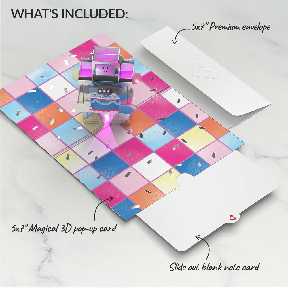 Lovepop Robot Birthday Party Music and Lights Pop-Up Card - Image 5