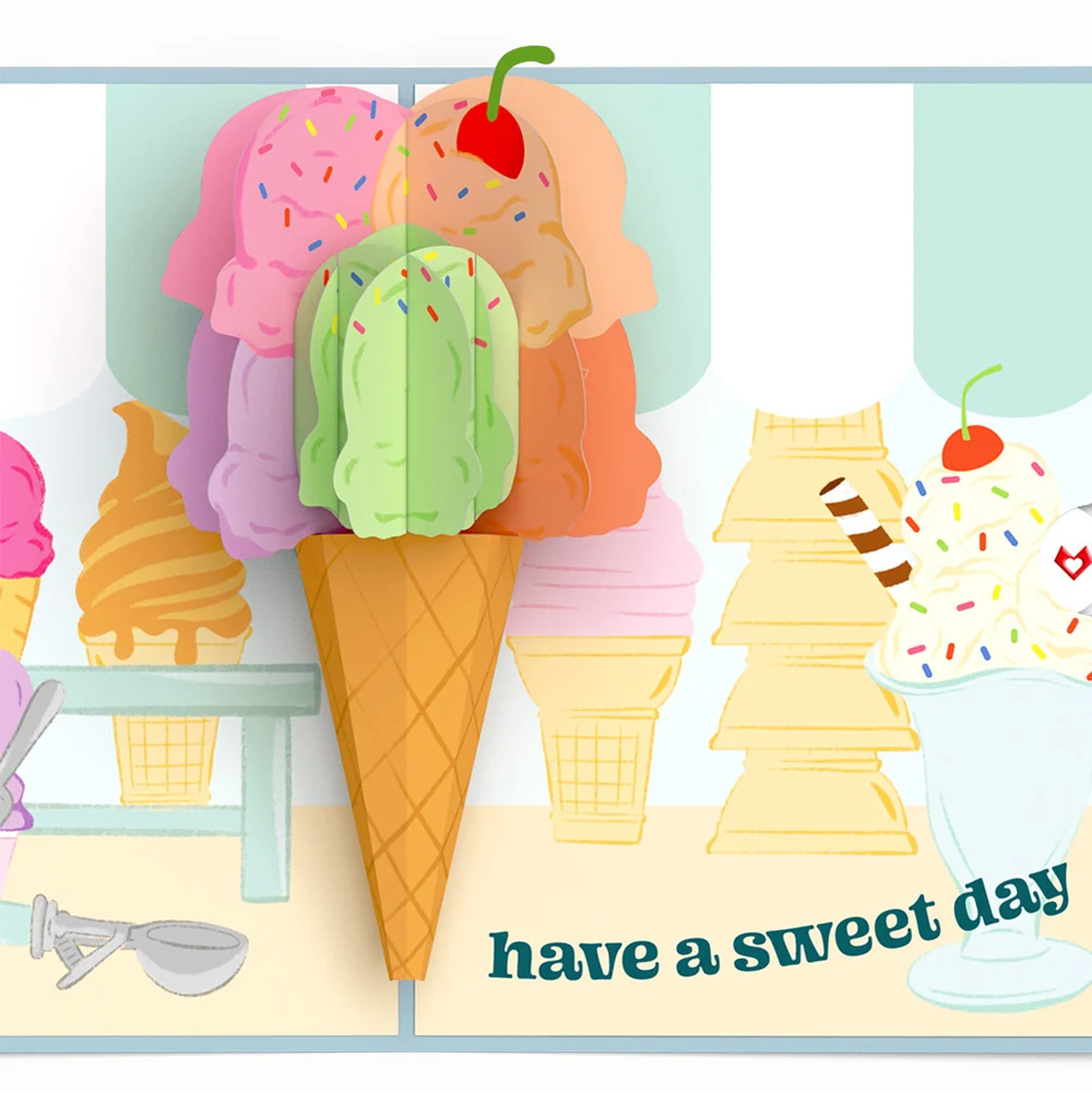 Lovepop Sweet Day Ice Cream Thinking of You Pop-Up Card and Sentiment Set - Image 3