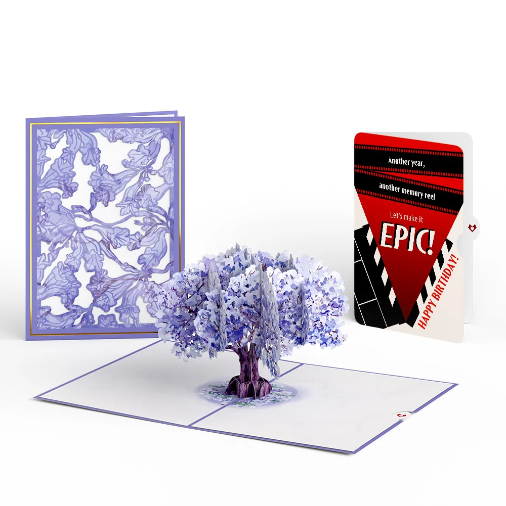 Lovepop Watercolor Jacaranda Tree Birthday Pop-Up Card and Epic Reel Sentiment Set
