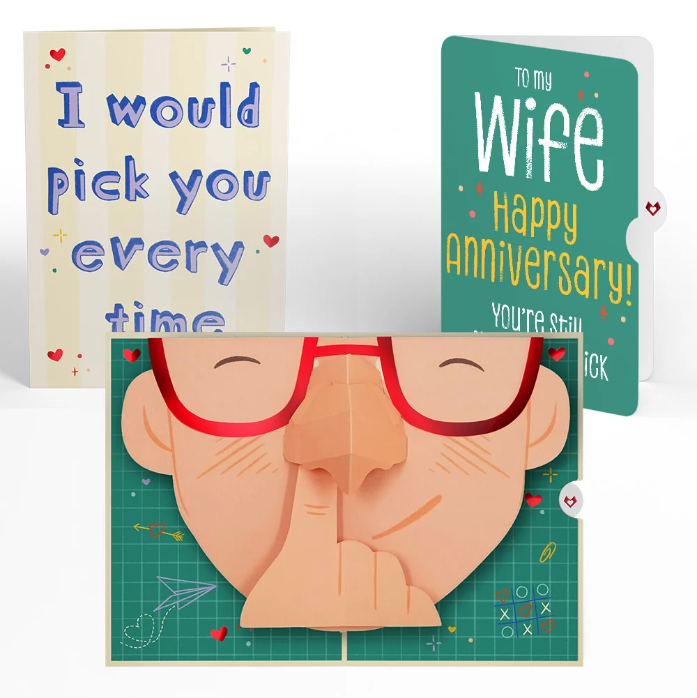 Lovepop Pick You Every Time Anniversary Pop-Up Card and Sentiment Set for Wife Glass