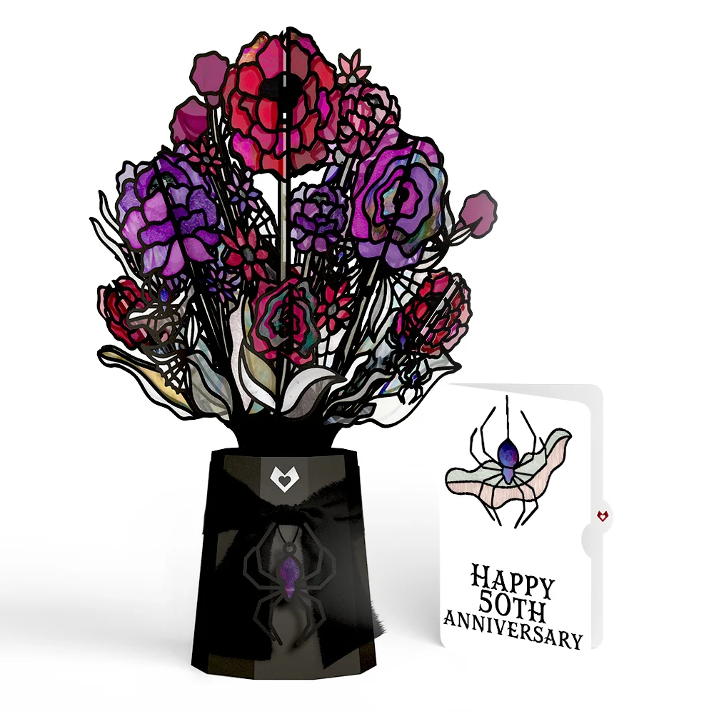 Lovepop Moonlit Amethyst 50th Anniversary Suncatcher Bouquet and Sentiment Set Glass