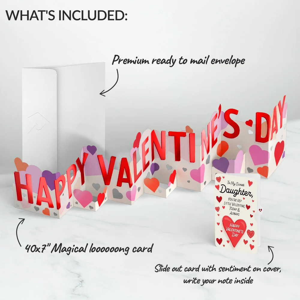 Lovepop Happy Valentine's Day Loooooong Card (Expands to 2 feet) and Sentiment Set for Daughter - Image 2